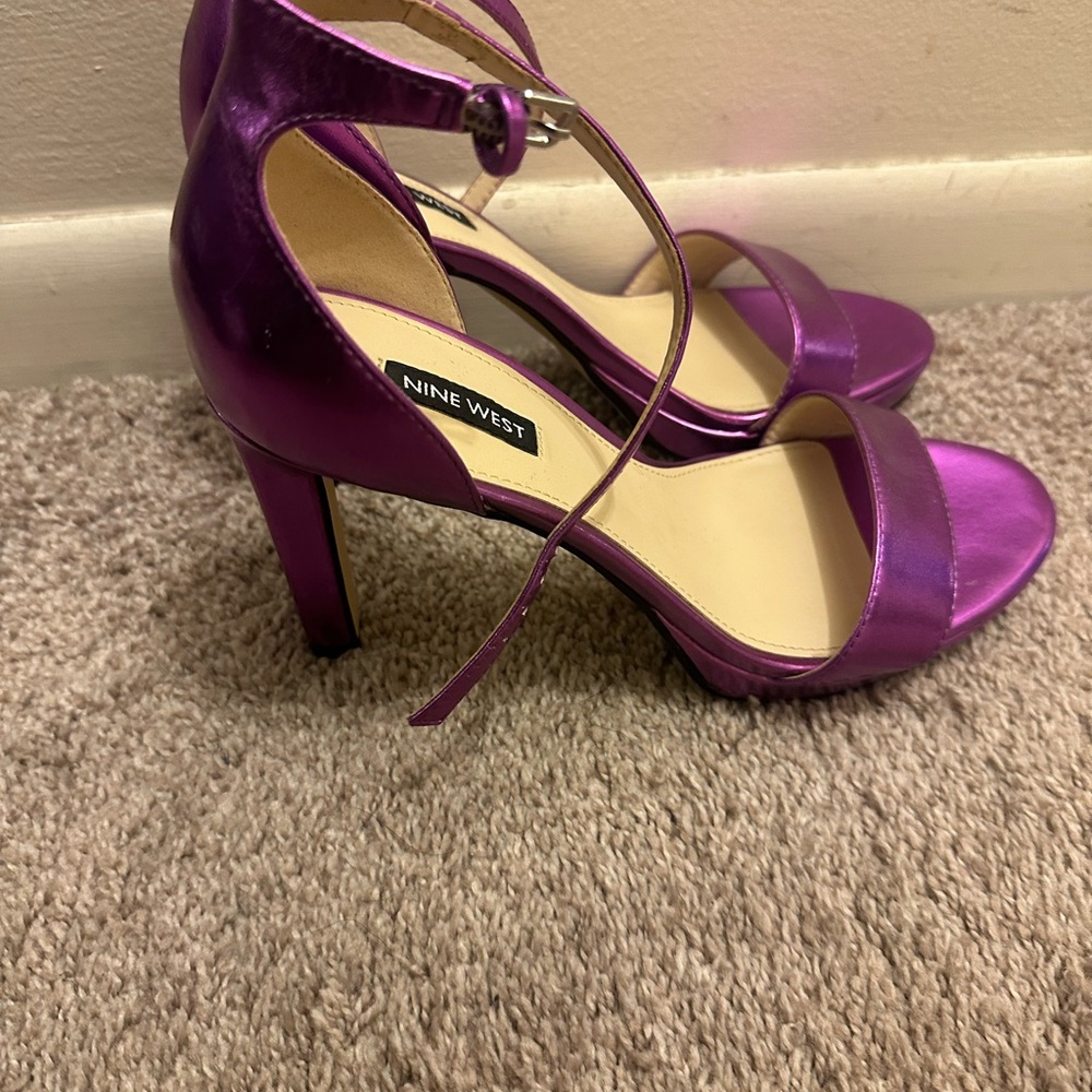 Nine West Purple Stiletto Heels with Ankle Strap